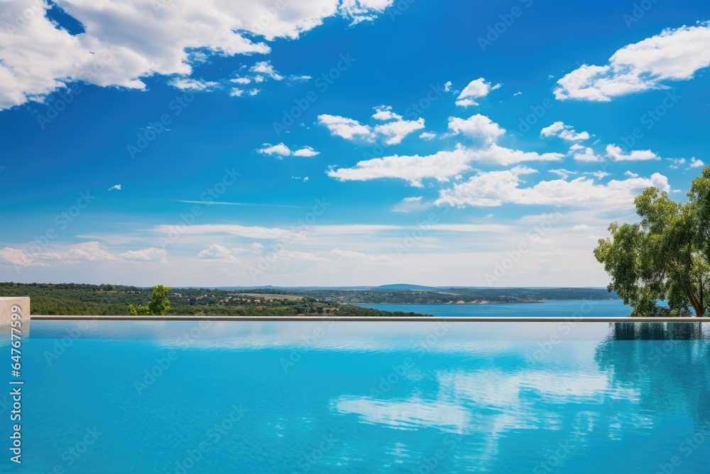 An infinite blue pool on a summer day.