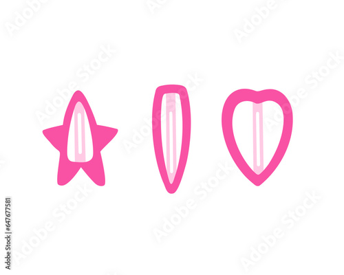 retro hair pins, star hairpin, accessories of 2000s. Vector Illustration for printing, backgrounds and packaging. Image can be used for greeting card, poster and sticker. Isolated on white background.