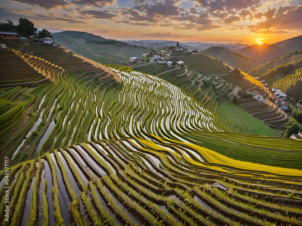 Beautiful landscape terraced rice field