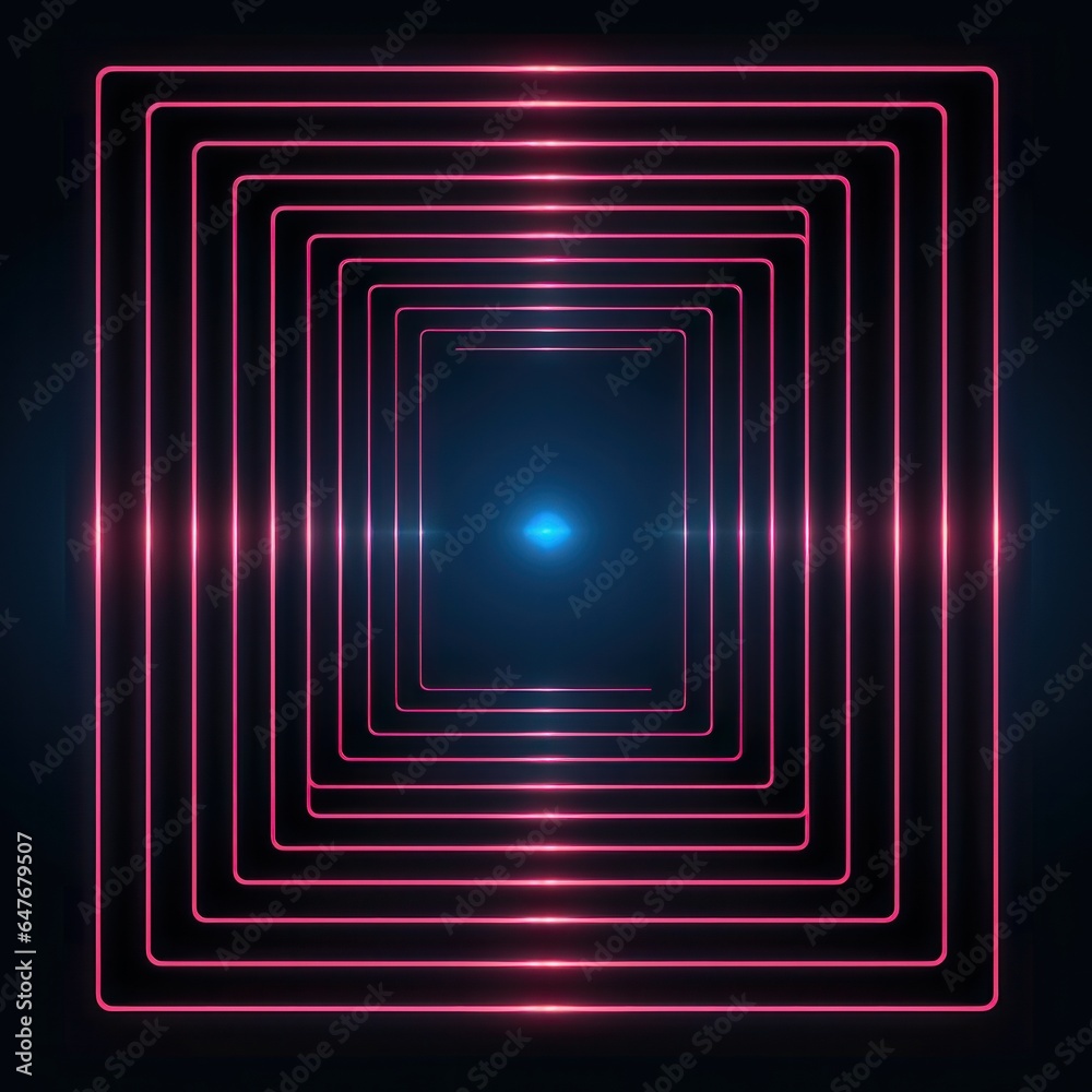 Optical illusion, Light blue neon lighted lines on black vector background, LinkedIn banner, Facebook cover, Instagram post, Webinar announcement, Online workshop advertisement, Digital blockchain