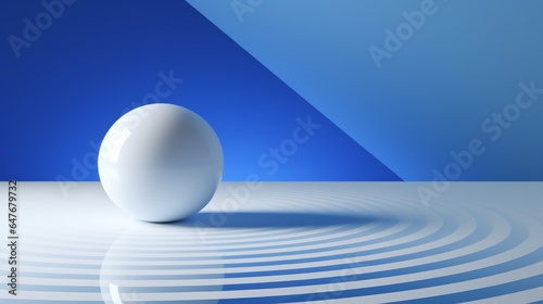 A white ball moving within a blue ring