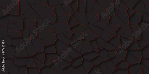 Abstract dark background of polygons in light red colors.Abstract mosaic background of triangle plates in black colors Geometric backlight decorative background for creative projects.