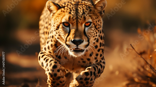 silhouette cheetah which is running very fast .  © 92ashrafsoomro