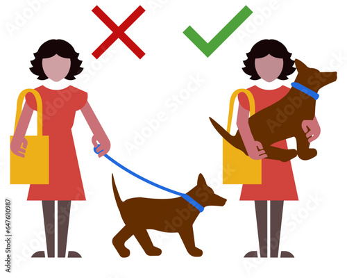 No Dogs Allowed Sign. Vector image. No dog on a leash, but you can carry it in your arms