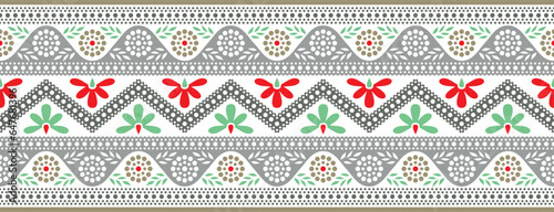 Vector colored seamless Indian ornament. Ethnic national border, India frame..