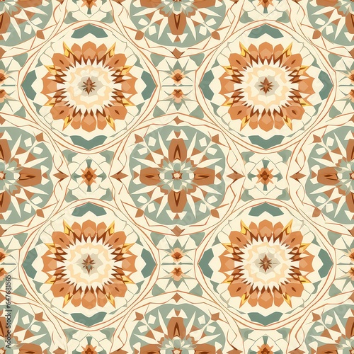 Seamless pattern Circle Moroccan or Middle Eastern Motifs fusion Ethnic ornament.