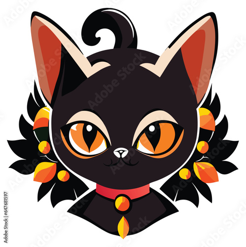Halloween Cute Black Kitty, Halloween Cute Spooky Creature, Black cat