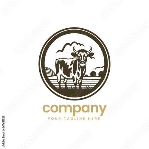 head of buffalo cow cart bull cattle dairy farm pet mascot emblem sports logo illustration icon flat t shirt design