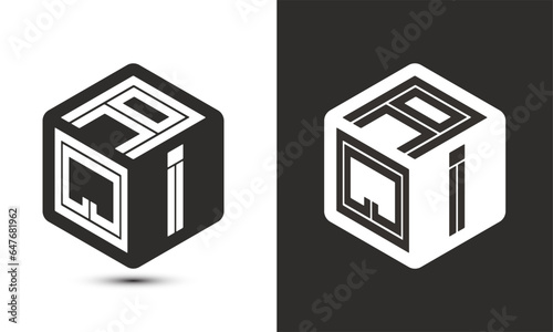 AQI letter logo design with illustrator cube logo, vector logo modern alphabet font overlap style.
