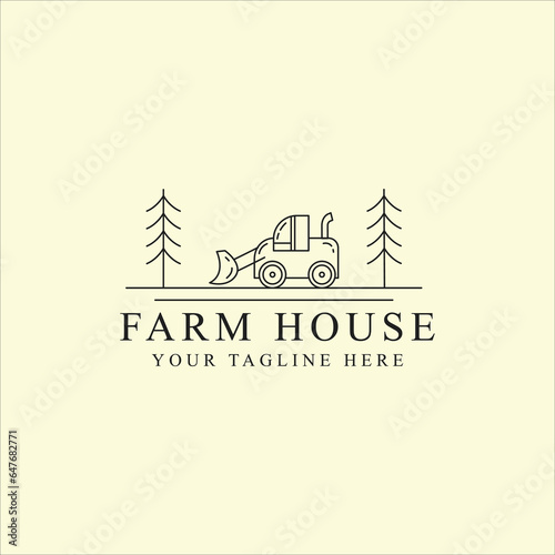 wooden barn or farmhouse line art icon graphic design vector logo illustration template