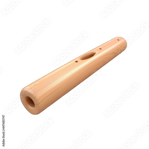 Wooden kazoo, wooden toy isolated on transparent background