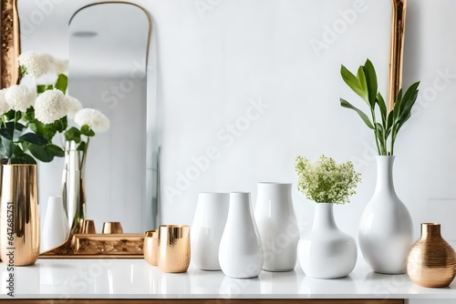 white and golden vase with flowers