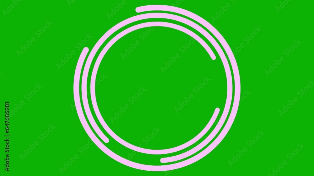 Animated pink circular frame spins. Linear symbol rotates. Copy space for text. Vector illustration isolated on green background. Animated pink circular frame spins. Linear symbol rotates. Copy space for text. Vector illustration isolated on green background.