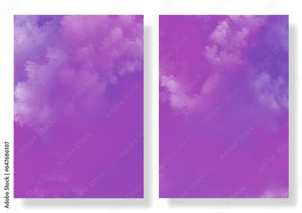 Set of gradient clouds background. Bright colorful colors. Simple covers of modern design. Abstract illustration in purple, pink colors 