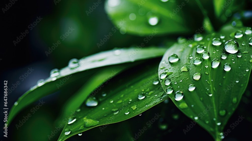 Close up of a beautiful plant covered in water and dew drop Close up of a beautiful plant covered in water and dew drop