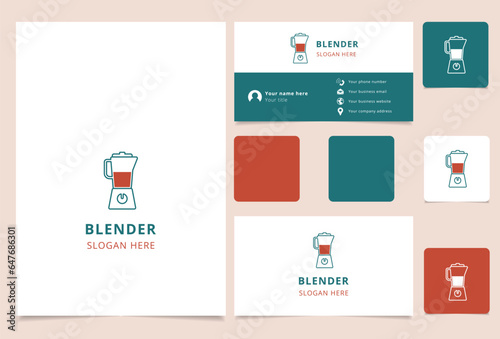 Blender logo design with editable slogan. Branding book and business card template.