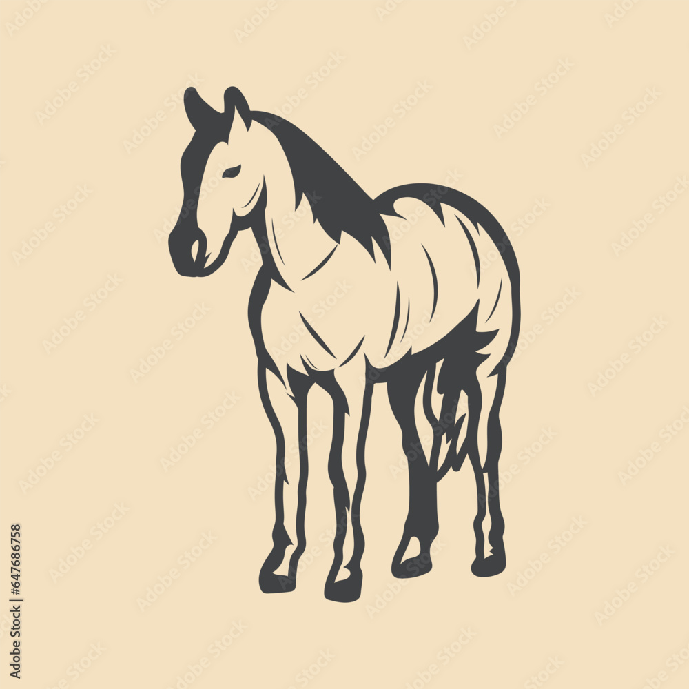 Fototapeta premium Horse Retro vector Stock Illustration