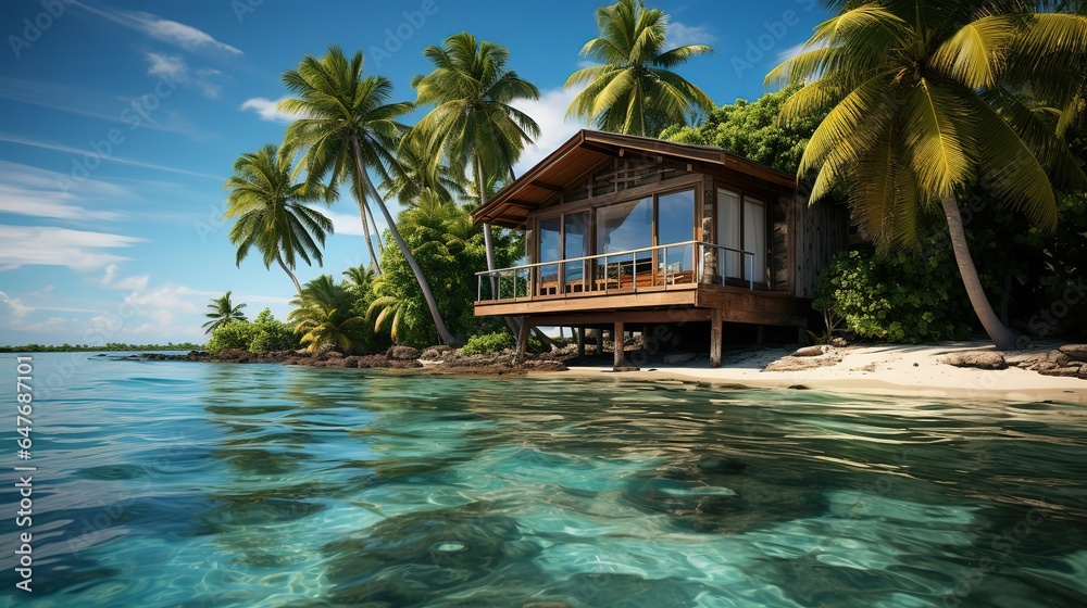 House by the sea in the tropics.