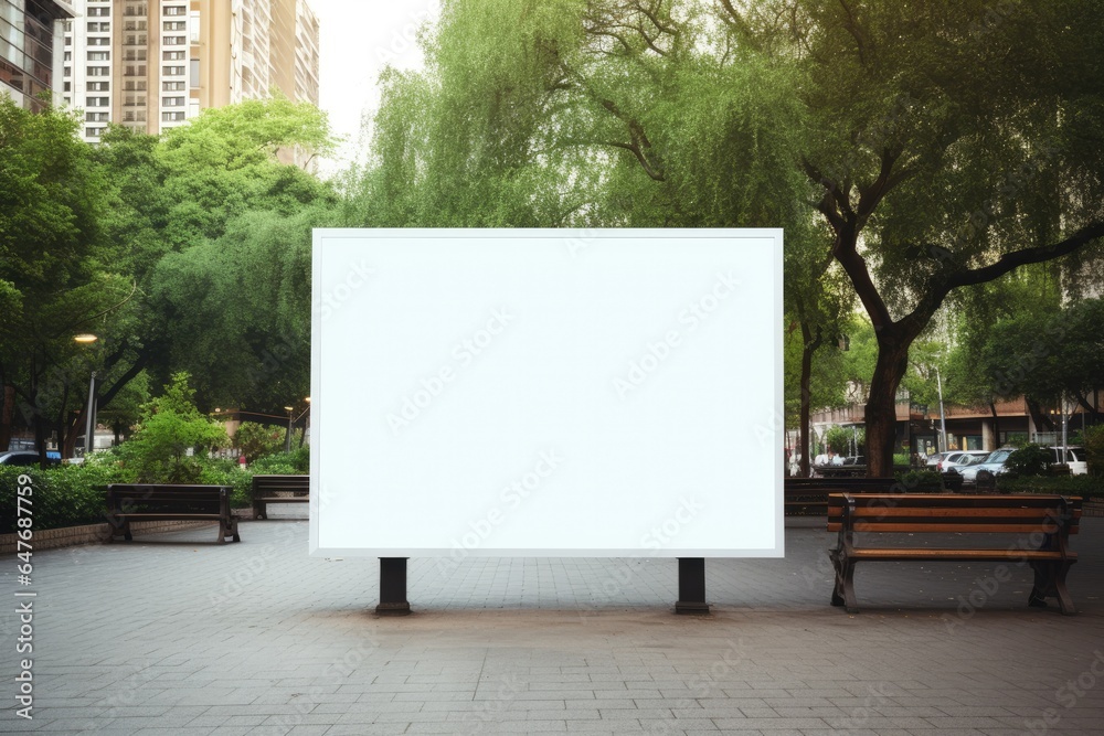 Fototapeta premium blank billboard in city park square