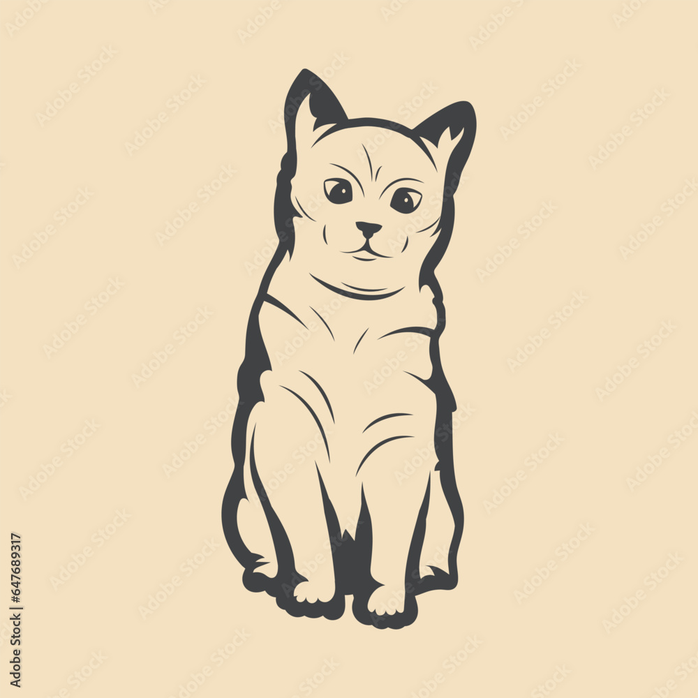 Cat Retro vector Stock Illustration