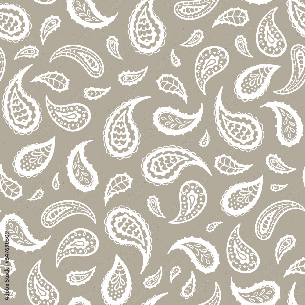 Lovely hand drawn Paisley seamless pattern, abstract background, great for textiles, banners, wallpapers - vector design