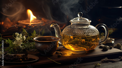 Tea Preparation in Relaxing Setting
