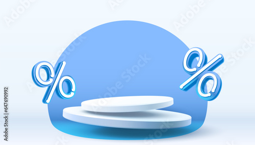 Podium percentage discount on sale, holiday sale, poster discount banner offer. Vector illustration