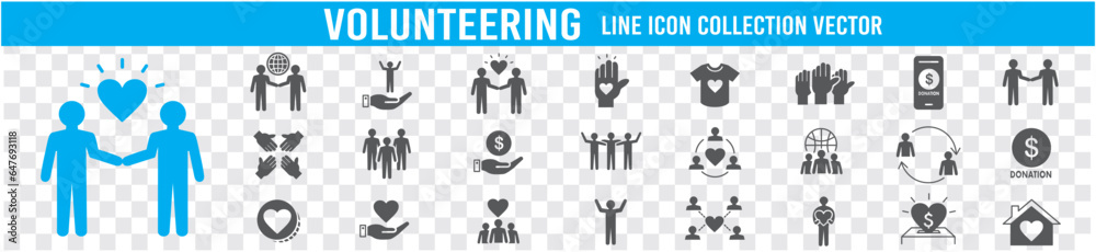 Volunteering icons set vector Volunteering icons set vector