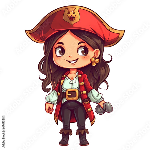 Cute Pirate Girl Clipart Illustration