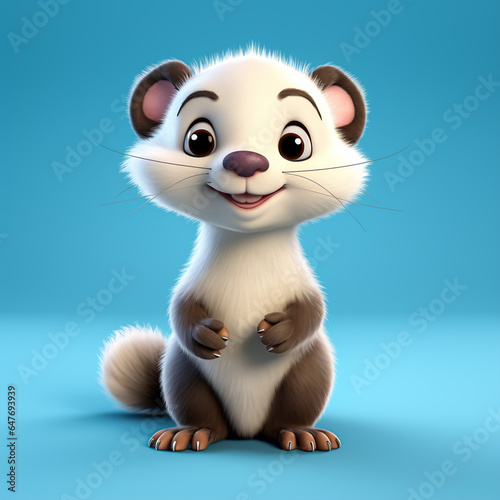 3d cute cartoon ferret realistic 3d animal