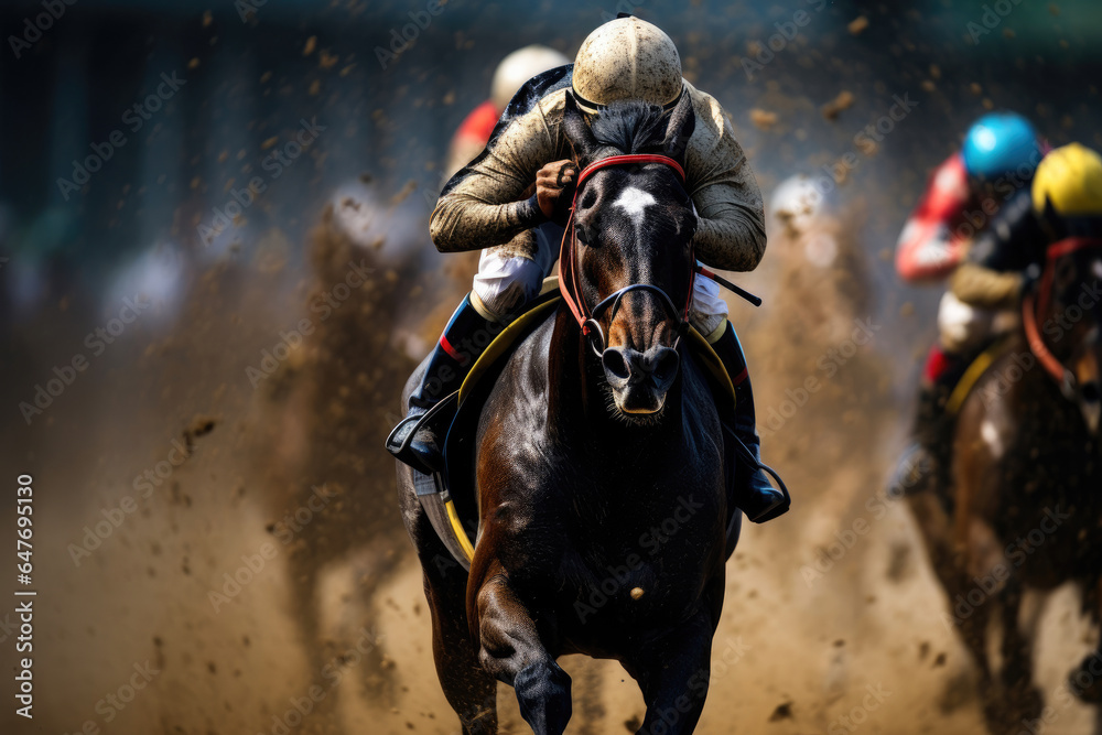 Fototapeta premium Pursuit of Glory: Action-Packed Horse Racing Moments