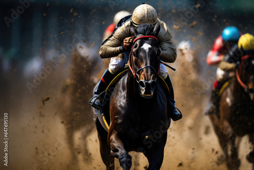 Tableau sur toile Pursuit of Glory: Action-Packed Horse Racing Moments