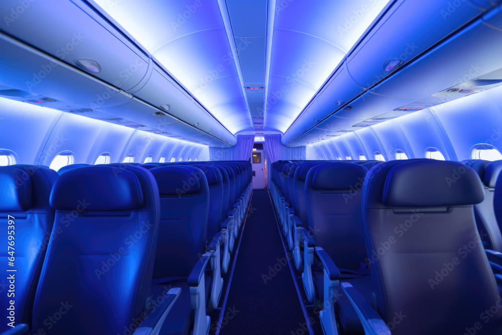 Fototapeta premium Luxury Air Travel: Rows of Empty, Inviting Seats