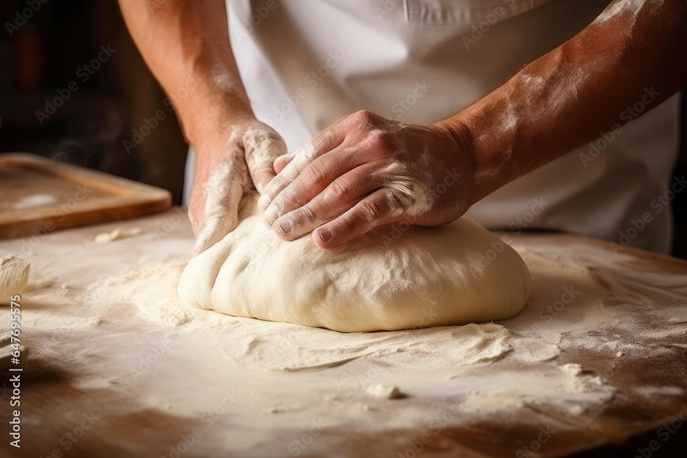 Close-up of Chef Handcrafting Pizza Dough