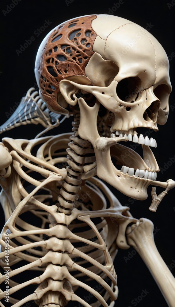 Skeleton art. Fantasy illustration of non-human anatomy with black background for halloween Skeleton art. Fantasy illustration of non-human anatomy with black background for halloween