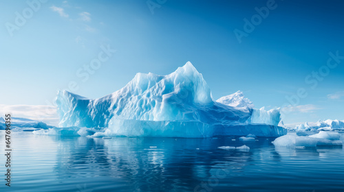 Stunning iceberg formation in Arctic sea isolated on a blue gradient background 