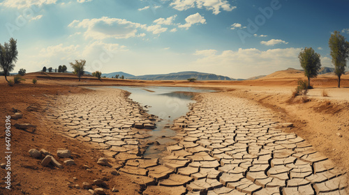 Ausgetrockneter See, Klimawandel, trockenheit, trocken, dürre, wassermangel, Katastrophe