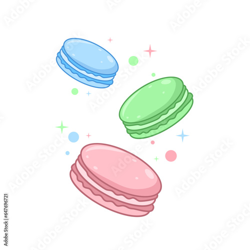 Different flavors macarons vector design