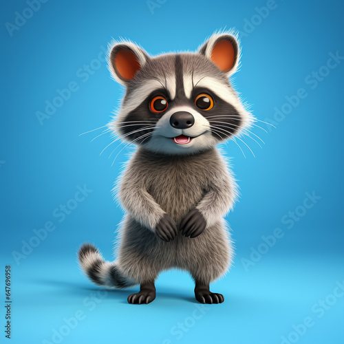 3d cute cartoon raccoon realistic 3d animal 