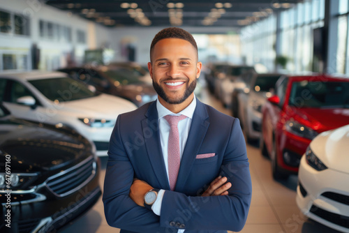 Friendly Car Salesman Assisting Customers © AIproduction