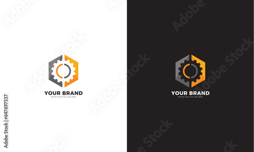 Gear and bolt logo, vector graphic design