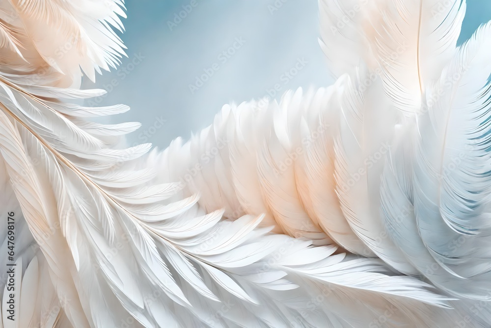 white feathers background generated by AI technology