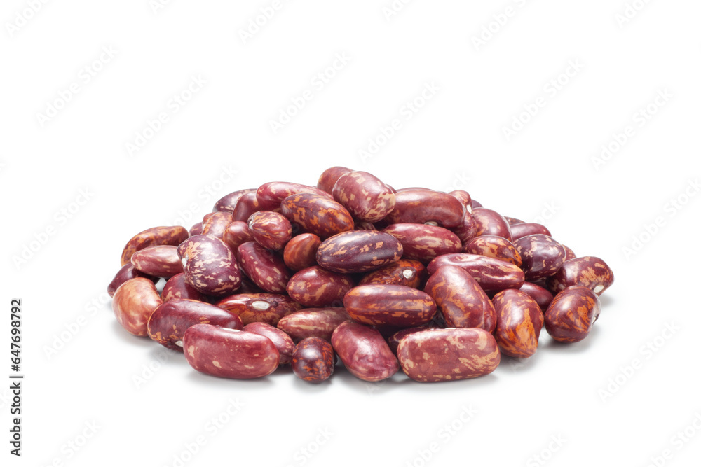 pile of dried red speckled kidney beans isolated on white background pile of dried red speckled kidney beans isolated on white background