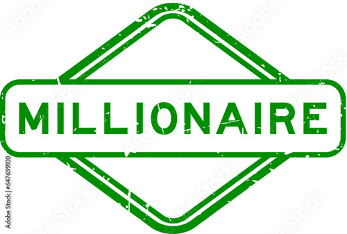 Grunge green millionaire word rubber seal stamp on white background