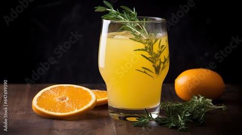 Glass of Fresh and Zesty Orange and Ginger Juice, a Refreshing Citrus Burst with a Spicy Kick