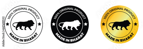 "Made in Bharat", Premium Quality, Stamp, icon,Emblem, logo, stamp, badge, sticker, label, new illustration, make in India, made in India, abstraction, flat vector, isolated new illustration.