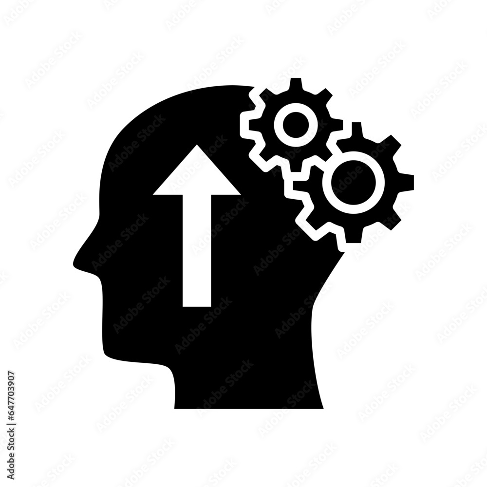 Cognitivity icon, improvement cognitive ability, human brain mental strength, Brainstorming analytical mindset solving. solid style pictogram. vector illustration. design on white background. Cognitivity icon, improvement cognitive ability, human brain mental strength, Brainstorming analytical mindset solving. solid style pictogram. vector illustration. design on white background.