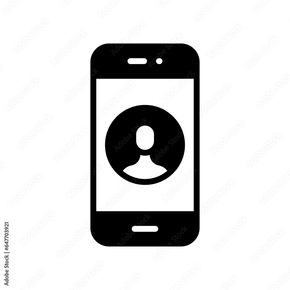 Mobile account glyph icon, create new my profile for profile network. user page in social network template. avatar personal contact pictogram. vector illustration. design on white background. Mobile account glyph icon, create new my profile for profile network. user page in social network template. avatar personal contact pictogram. vector illustration. design on white background.