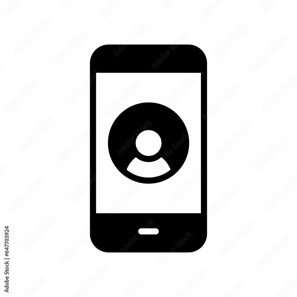 Mobile account glyph icon, create new my profile for profile network. user page in social network template. avatar personal contact pictogram. vector illustration. design on white background. Mobile account glyph icon, create new my profile for profile network. user page in social network template. avatar personal contact pictogram. vector illustration. design on white background.
