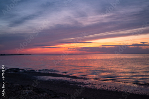 根室市の夕暮れの海岸